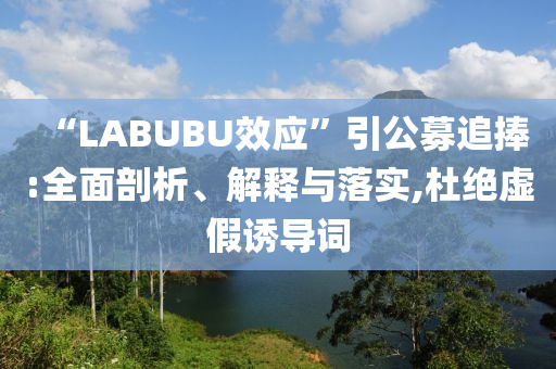 “LABUBU效應”引公募追捧:全面剖析、解釋與落實,杜絕虛假誘導詞