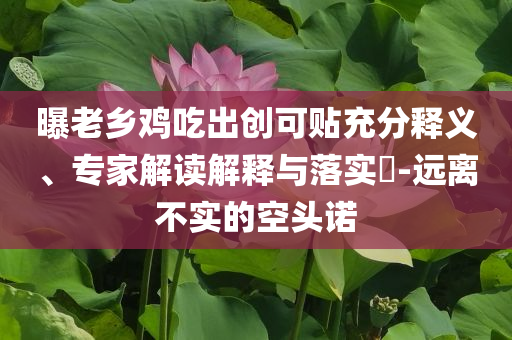 曝老鄉(xiāng)雞吃出創(chuàng)可貼充分釋義、專家解讀解釋與落實(shí)?-遠(yuǎn)離不實(shí)的空頭諾