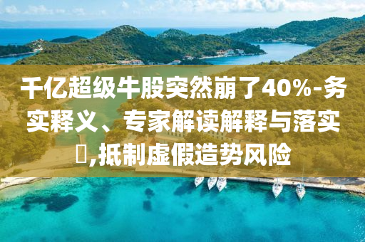 千億超級(jí)牛股突然崩了40%-務(wù)實(shí)釋義、專(zhuān)家解讀解釋與落實(shí)?,抵制虛假造勢(shì)風(fēng)險(xiǎn)
