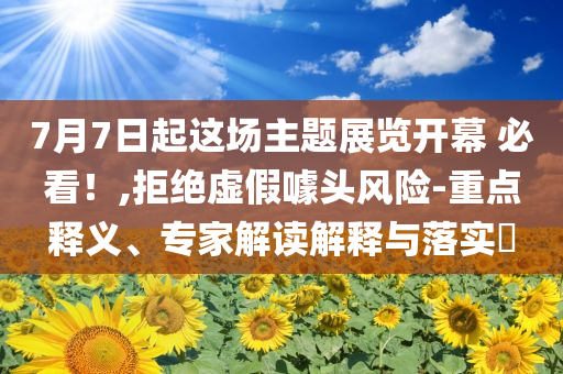 7月7日起這場主題展覽開幕 必看！,拒絕虛假噱頭風險-重點釋義、專家解讀解釋與落實?