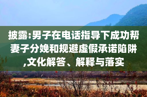 披露:男子在電話指導(dǎo)下成功幫妻子分娩和規(guī)避虛假承諾陷阱,文化解答、解釋與落實