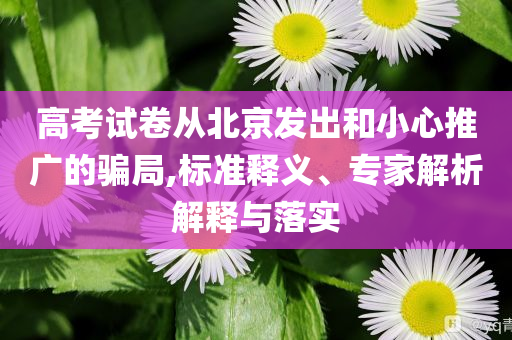 高考試卷從北京發(fā)出和小心推廣的騙局,標準釋義、專家解析解釋與落實