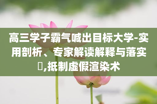 高三學子霸氣喊出目標大學-實用剖析、專家解讀解釋與落實?,抵制虛假渲染術