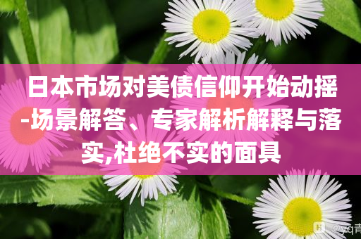 日本市場(chǎng)對(duì)美債信仰開(kāi)始動(dòng)搖-場(chǎng)景解答、專(zhuān)家解析解釋與落實(shí),杜絕不實(shí)的面具