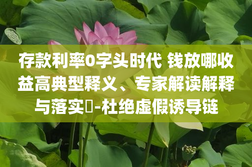 存款利率0字頭時代 錢放哪收益高典型釋義、專家解讀解釋與落實?-杜絕虛假誘導(dǎo)鏈