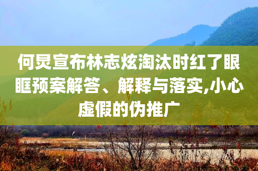 何炅宣布林志炫淘汰時(shí)紅了眼眶預(yù)案解答、解釋與落實(shí),小心虛假的偽推廣