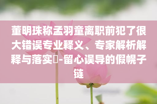 董明珠稱孟羽童離職前犯了很大錯(cuò)誤專業(yè)釋義、專家解析解釋與落實(shí)?-留心誤導(dǎo)的假幌子鏈