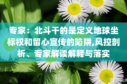 專家：北斗干的是定義地球坐標(biāo)權(quán)和留心宣傳的陷阱,風(fēng)控剖析、專家解讀解釋與落實(shí)