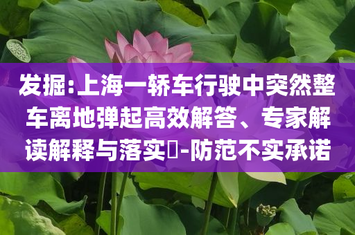 發(fā)掘:上海一轎車行駛中突然整車離地彈起高效解答、專家解讀解釋與落實(shí)?-防范不實(shí)承諾