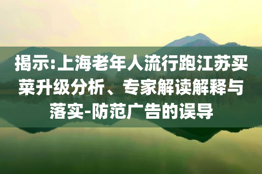 揭示:上海老年人流行跑江蘇買菜升級分析、專家解讀解釋與落實(shí)-防范廣告的誤導(dǎo)