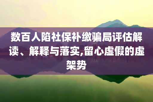 數(shù)百人陷社保補(bǔ)繳騙局評估解讀、解釋與落實(shí),留心虛假的虛架勢