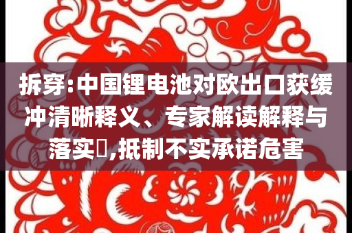 拆穿:中國鋰電池對歐出口獲緩沖清晰釋義、專家解讀解釋與落實?,抵制不實承諾危害