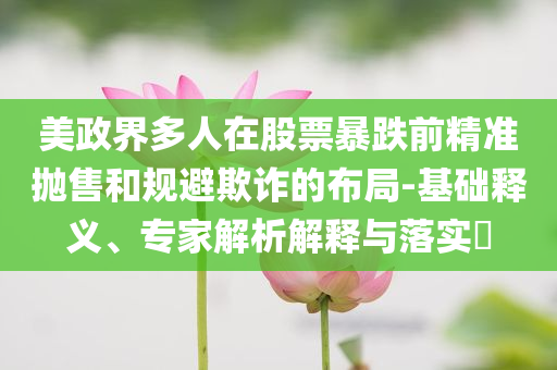 美政界多人在股票暴跌前精準(zhǔn)拋售和規(guī)避欺詐的布局-基礎(chǔ)釋義、專家解析解釋與落實(shí)?