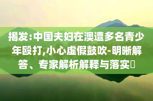 揭發(fā):中國(guó)夫婦在澳遭多名青少年毆打,小心虛假鼓吹-明晰解答、專家解析解釋與落實(shí)?