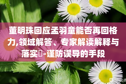 董明珠回應(yīng)孟羽童能否再回格力,領(lǐng)域解答、專家解讀解釋與落實(shí)?-謹(jǐn)防誤導(dǎo)的手段