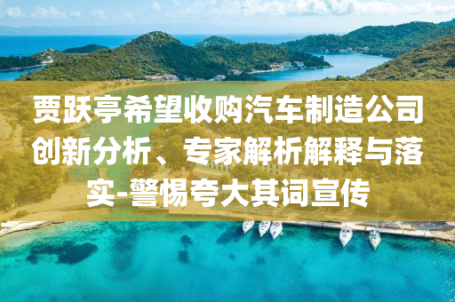 賈躍亭希望收購(gòu)汽車制造公司創(chuàng)新分析、專家解析解釋與落實(shí)-警惕夸大其詞宣傳