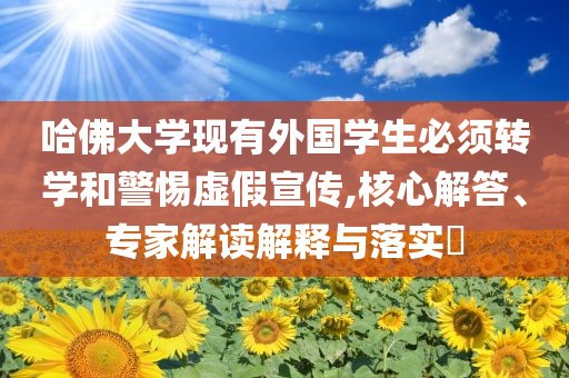 哈佛大學(xué)現(xiàn)有外國(guó)學(xué)生必須轉(zhuǎn)學(xué)和警惕虛假宣傳,核心解答、專家解讀解釋與落實(shí)?