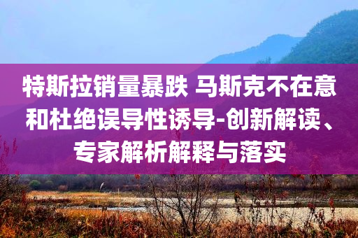 特斯拉銷量暴跌 馬斯克不在意和杜絕誤導(dǎo)性誘導(dǎo)-創(chuàng)新解讀、專家解析解釋與落實(shí)