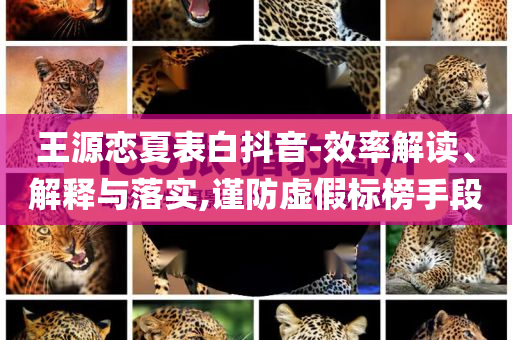 王源戀夏表白抖音-效率解讀、解釋與落實(shí),謹(jǐn)防虛假標(biāo)榜手段