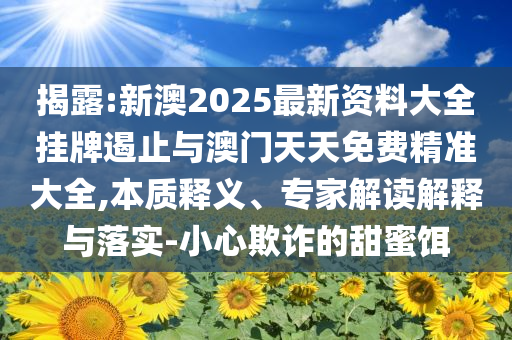 揭露:新澳2025最新資料大全掛牌遏止與澳門天天免費(fèi)精準(zhǔn)大全,本質(zhì)釋義、專家解讀解釋與落實(shí)-小心欺詐的甜蜜餌