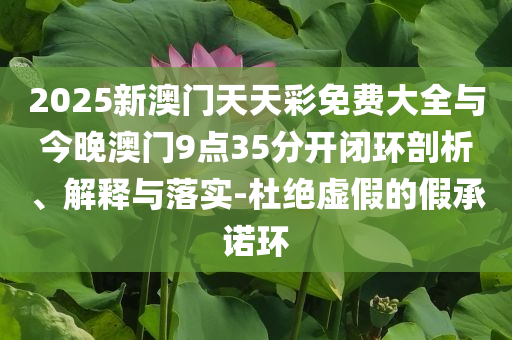 2025新澳門天天彩免費大全與今晚澳門9點35分開閉環(huán)剖析、解釋與落實-杜絕虛假的假承諾環(huán)