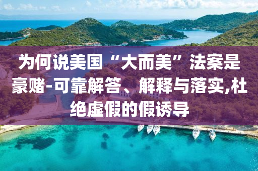 為何說美國“大而美”法案是豪賭-可靠解答、解釋與落實(shí),杜絕虛假的假誘導(dǎo)