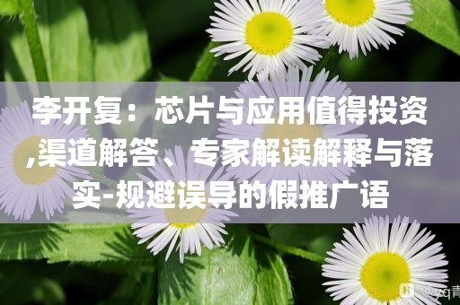 李開復：芯片與應用值得投資,渠道解答、專家解讀解釋與落實-規(guī)避誤導的假推廣語