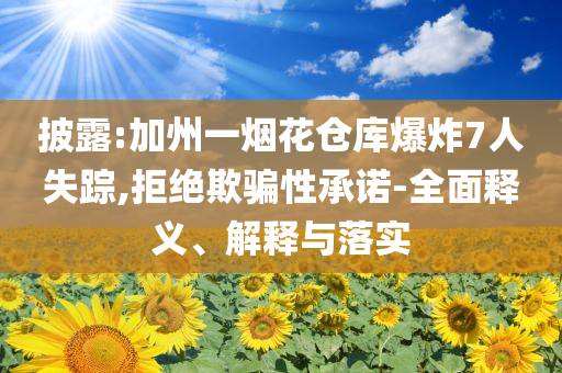 披露:加州一煙花倉庫爆炸7人失蹤,拒絕欺騙性承諾-全面釋義、解釋與落實