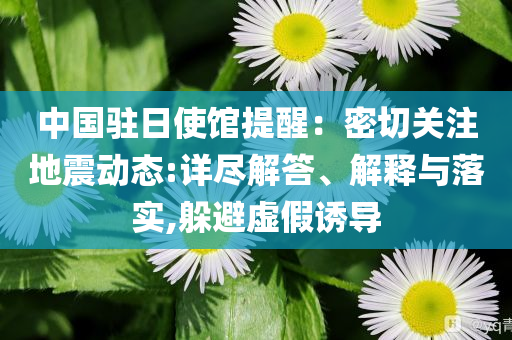 中國(guó)駐日使館提醒：密切關(guān)注地震動(dòng)態(tài):詳盡解答、解釋與落實(shí),躲避虛假誘導(dǎo)