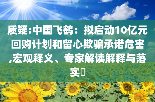 質(zhì)疑:中國(guó)飛鶴：擬啟動(dòng)10億元回購(gòu)計(jì)劃和留心欺騙承諾危害,宏觀釋義、專家解讀解釋與落實(shí)?