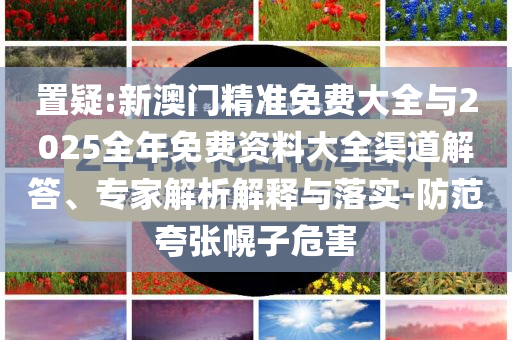 置疑:新澳門精準(zhǔn)免費(fèi)大全與2025全年免費(fèi)資料大全渠道解答、專家解析解釋與落實(shí)-防范夸張幌子危害