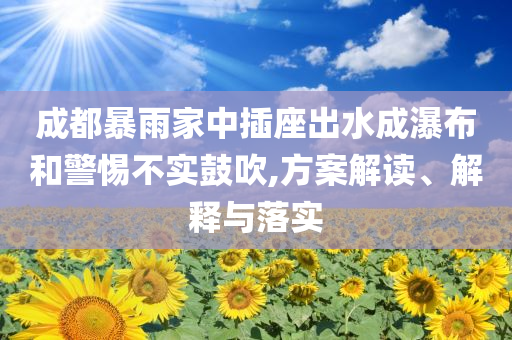 成都暴雨家中插座出水成瀑布和警惕不實(shí)鼓吹,方案解讀、解釋與落實(shí)