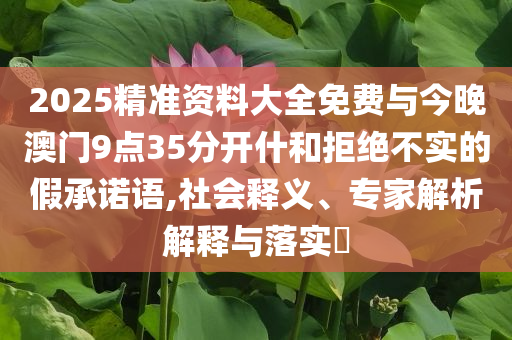 2025精準(zhǔn)資料大全免費(fèi)與今晚澳門(mén)9點(diǎn)35分開(kāi)什和拒絕不實(shí)的假承諾語(yǔ),社會(huì)釋義、專(zhuān)家解析解釋與落實(shí)?