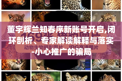 董宇輝蘭知春序新賬號開啟,閉環(huán)剖析、專家解讀解釋與落實-小心推廣的騙局