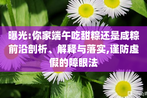 曝光:你家端午吃甜粽還是咸粽前沿剖析、解釋與落實,謹防虛假的障眼法