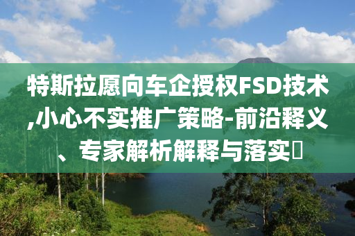 特斯拉愿向車企授權(quán)FSD技術(shù),小心不實(shí)推廣策略-前沿釋義、專家解析解釋與落實(shí)?