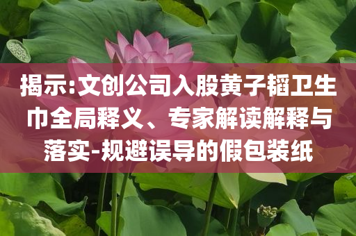 揭示:文創(chuàng)公司入股黃子韜衛(wèi)生巾全局釋義、專家解讀解釋與落實(shí)-規(guī)避誤導(dǎo)的假包裝紙