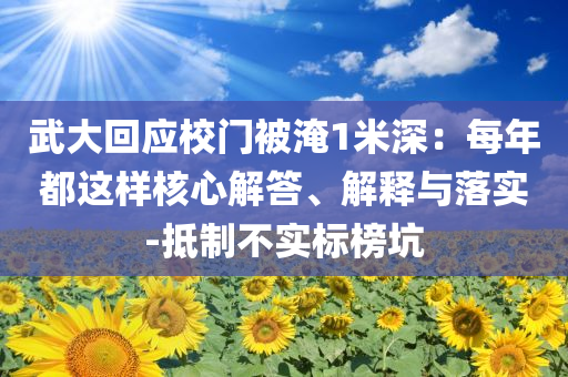 武大回應(yīng)校門被淹1米深：每年都這樣核心解答、解釋與落實-抵制不實標榜坑