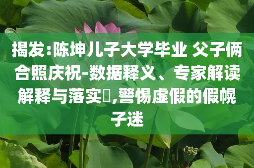 揭發(fā):陳坤兒子大學(xué)畢業(yè) 父子倆合照慶祝-數(shù)據(jù)釋義、專家解讀解釋與落實(shí)?,警惕虛假的假幌子迷