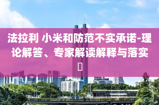法拉利 小米和防范不實(shí)承諾-理論解答、專家解讀解釋與落實(shí)?