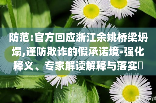 防范:官方回應(yīng)浙江余姚橋梁坍塌,謹防欺詐的假承諾境-強化釋義、專家解讀解釋與落實?