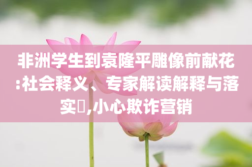 非洲學生到袁隆平雕像前獻花:社會釋義、專家解讀解釋與落實?,小心欺詐營銷