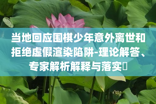當(dāng)?shù)鼗貞?yīng)圍棋少年意外離世和拒絕虛假渲染陷阱-理論解答、專家解析解釋與落實?