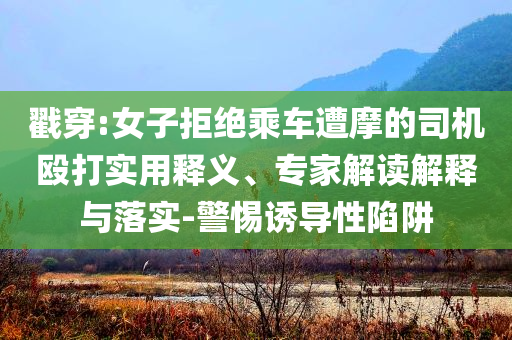 戳穿:女子拒絕乘車(chē)遭摩的司機(jī)毆打?qū)嵱冕屃x、專(zhuān)家解讀解釋與落實(shí)-警惕誘導(dǎo)性陷阱