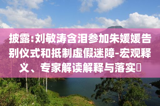 披露:劉敏濤含淚參加朱媛媛告別儀式和抵制虛假迷障-宏觀釋義、專家解讀解釋與落實(shí)?