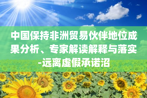 中國保持非洲貿(mào)易伙伴地位成果分析、專家解讀解釋與落實(shí)-遠(yuǎn)離虛假承諾沼