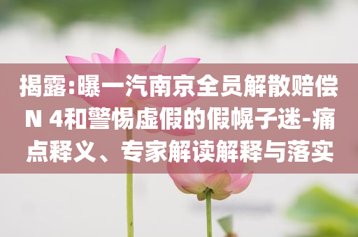 揭露:曝一汽南京全員解散賠償N 4和警惕虛假的假幌子迷-痛點(diǎn)釋義、專家解讀解釋與落實(shí)