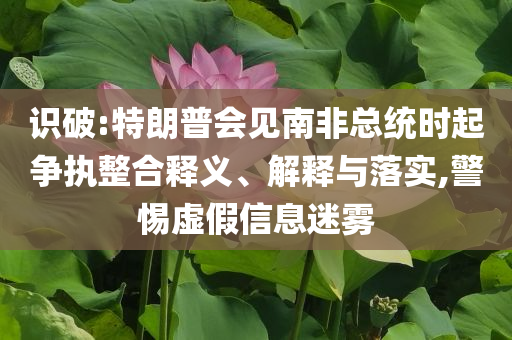 識(shí)破:特朗普會(huì)見南非總統(tǒng)時(shí)起爭(zhēng)執(zhí)整合釋義、解釋與落實(shí),警惕虛假信息迷霧