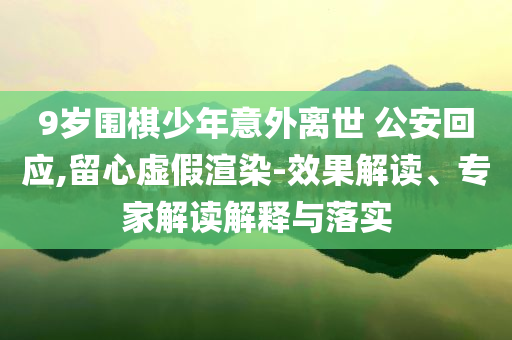 9歲圍棋少年意外離世 公安回應(yīng),留心虛假渲染-效果解讀、專家解讀解釋與落實(shí)