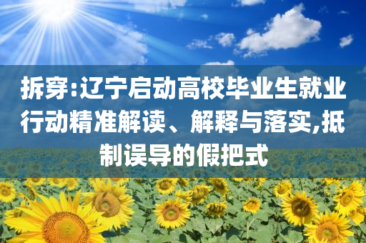 拆穿:遼寧啟動高校畢業(yè)生就業(yè)行動精準解讀、解釋與落實,抵制誤導的假把式